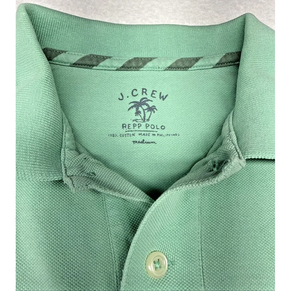 J.Crew Repp Men's Medium Mint Green Cotton Polo Shirt Short Sleeve Classic